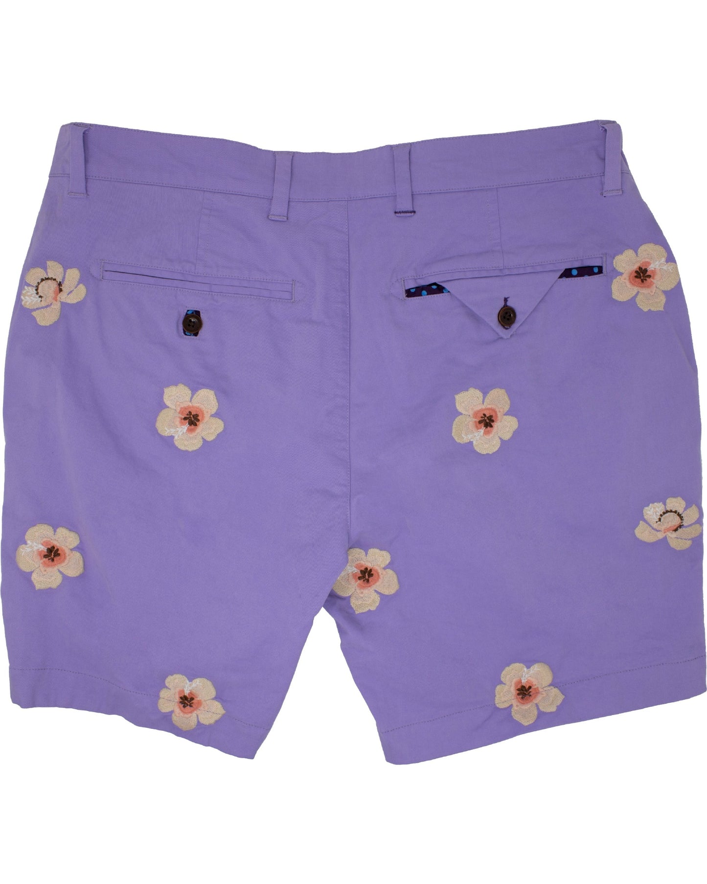 EDWARD LILAC FLOWER EMBROIDERY SHORTS