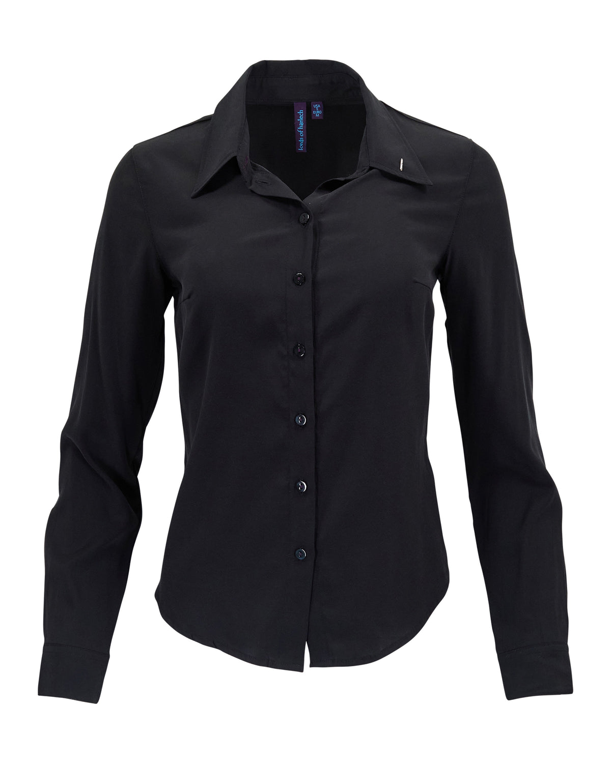 SUTTON BLACK WOMEN'S STRETCH SILK LONG-SLEEVE SHIRT