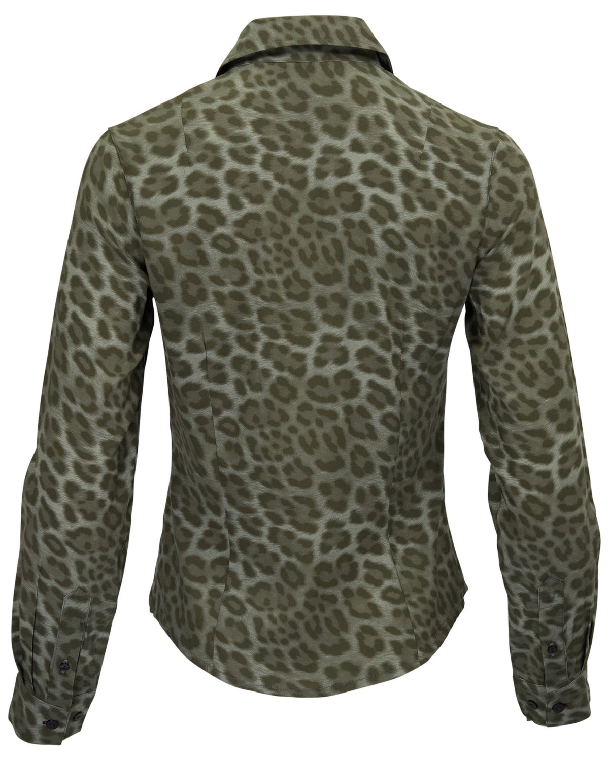 SUTTON LEOPARD SAGE WOMEN'S STRETCH SILK LONG-SLEEVE SHIRT