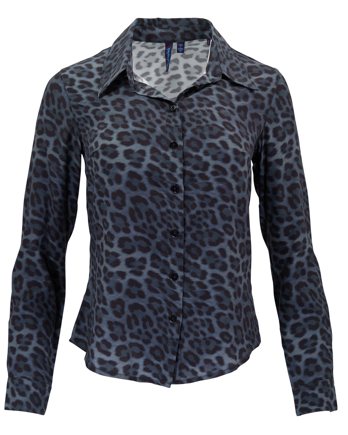 SUTTON LEOPARD SMOKE WOMEN'S STRETCH SILK LONG-SLEEVE SHIRT