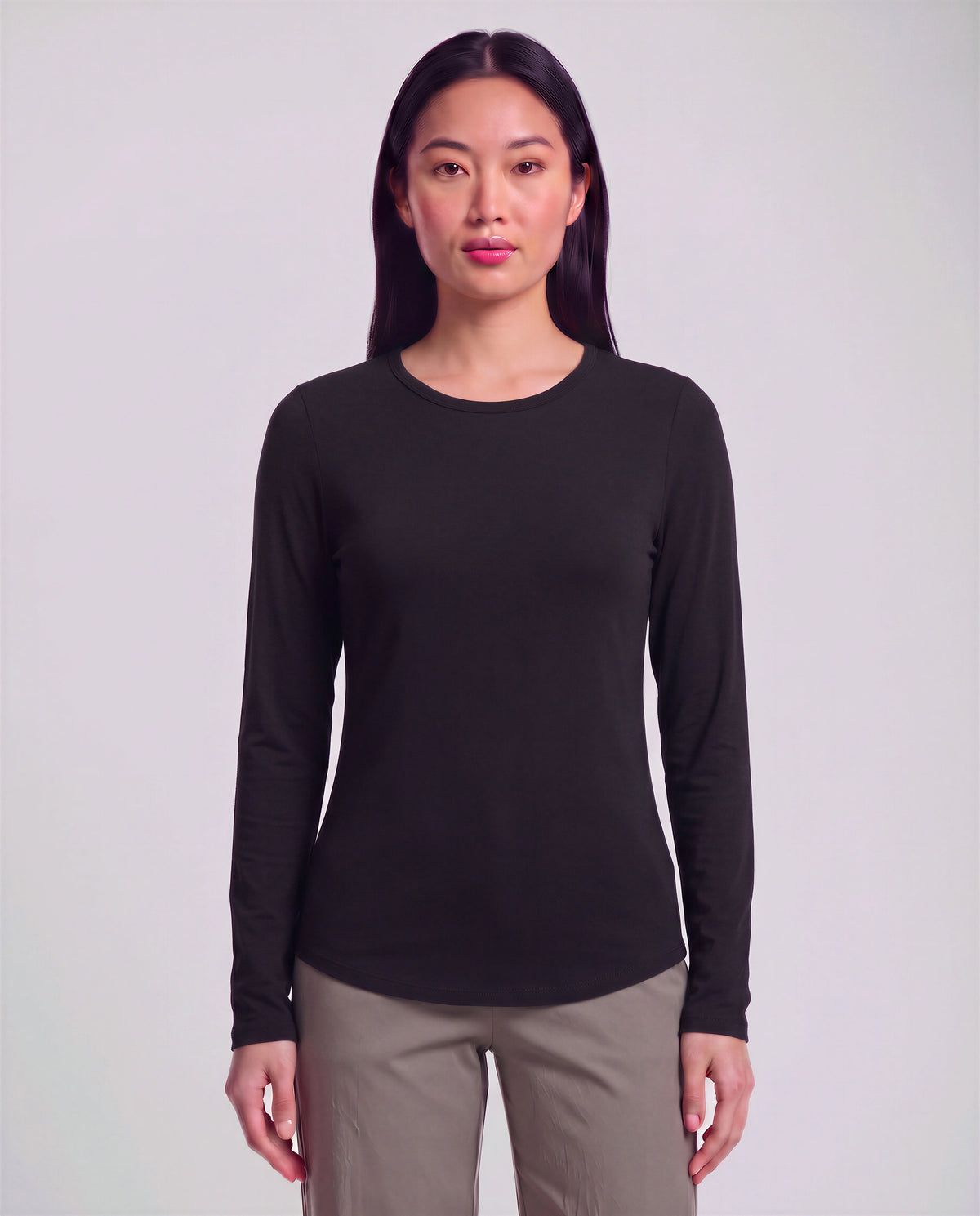 BEATRICE BLACK WOMEN'S LYOCELL STRETCH CREW-NECK TOP