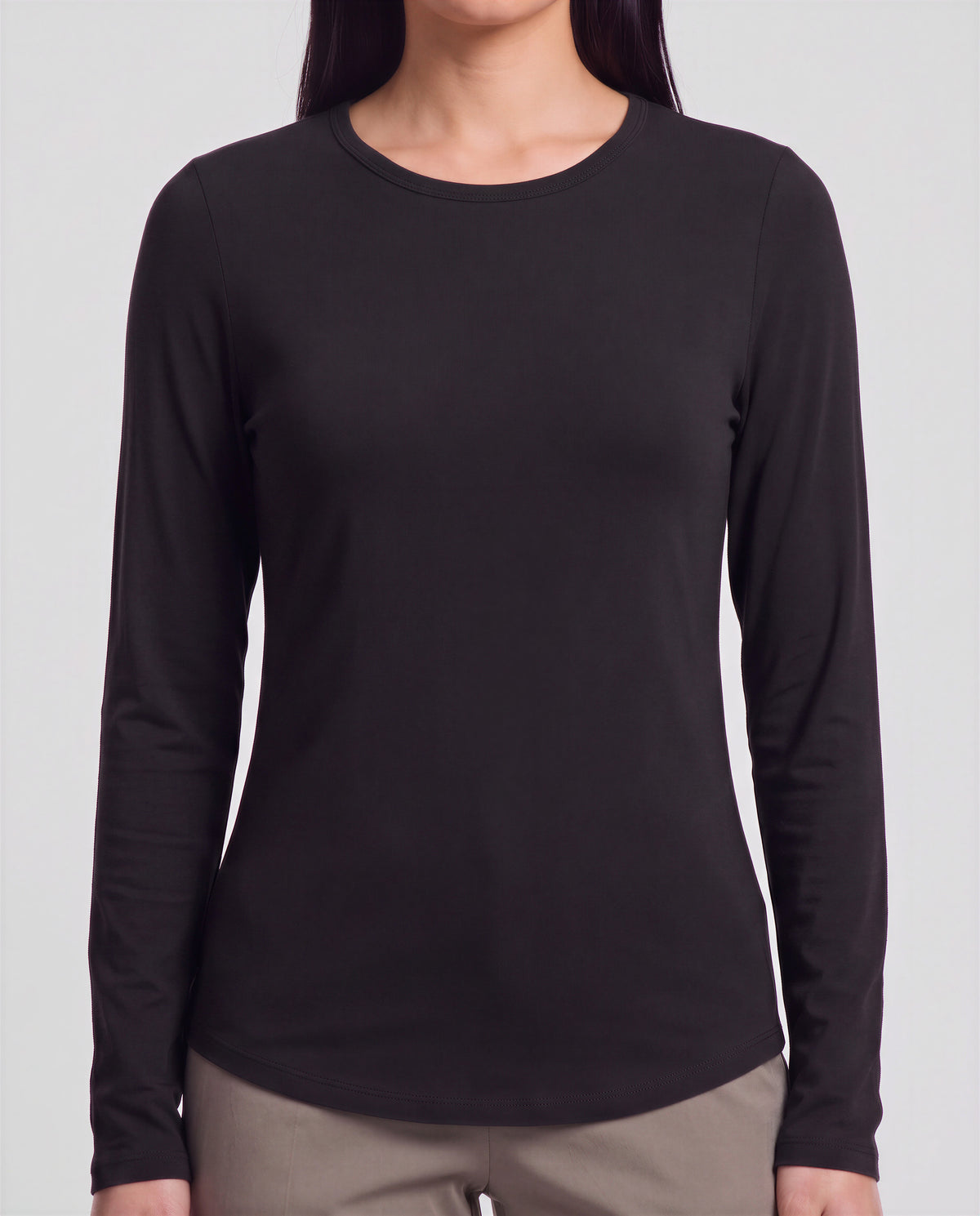 BEATRICE BLACK WOMEN'S LYOCELL STRETCH CREW-NECK TOP