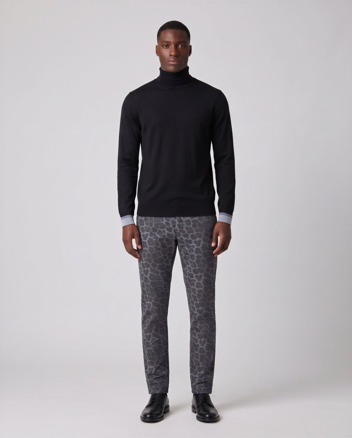 CLIFFORD LEOPARD SMOKE MEN'S VELVET FLAT-FRONT PANT