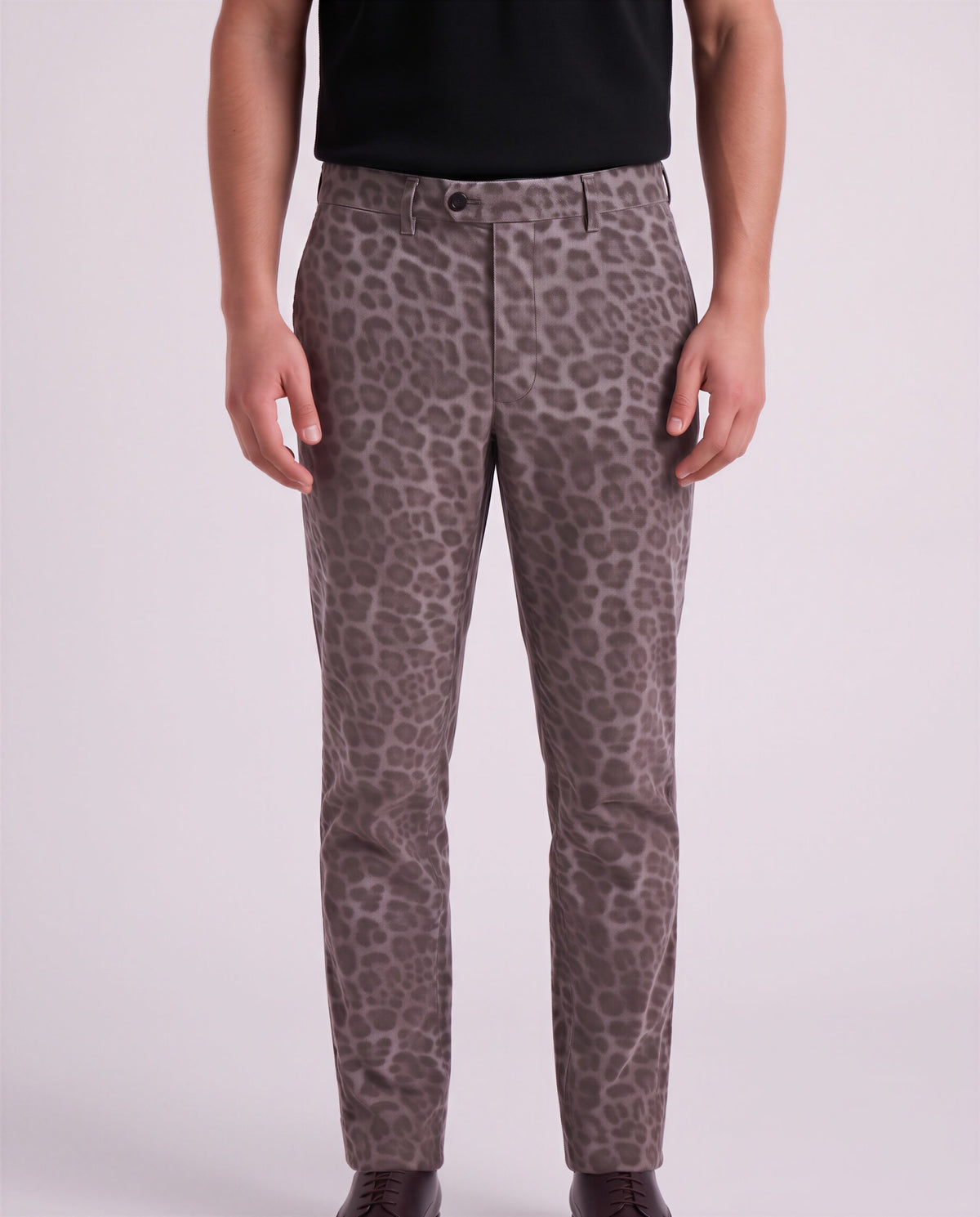CLIFFORD LEOPARD BROWNIE MEN'S VELVET FLAT-FRONT PANT