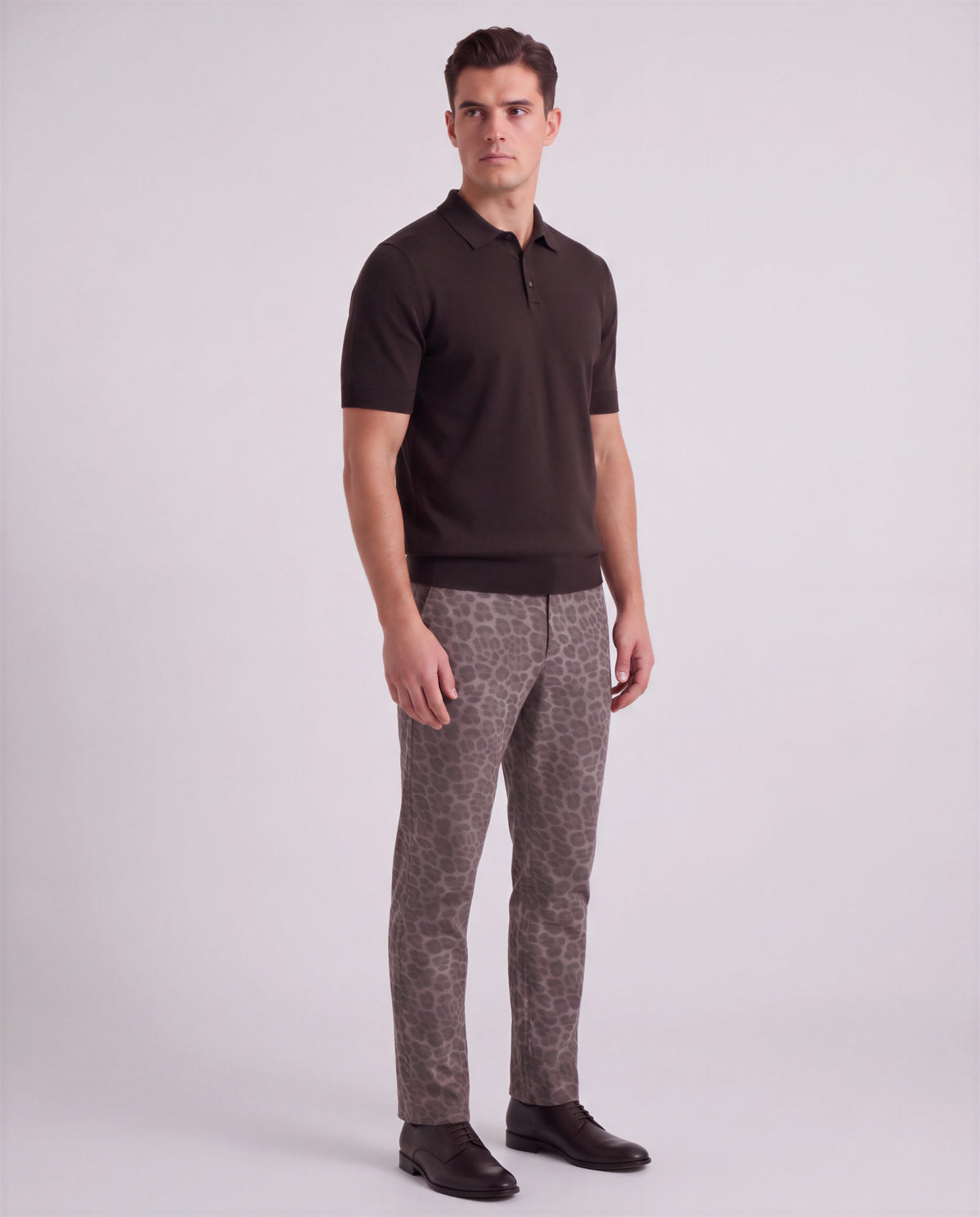 CLIFFORD LEOPARD BROWNIE MEN'S VELVET FLAT-FRONT PANT