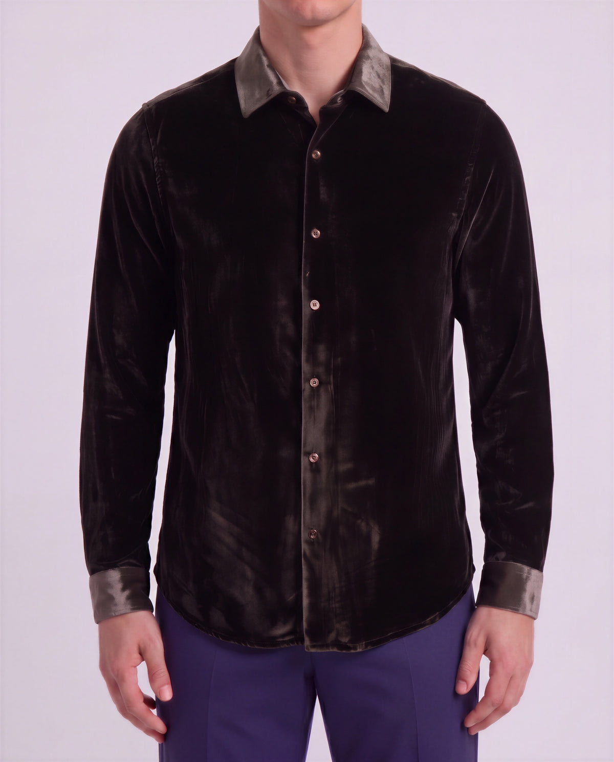 NED BROWNIE MEN'S VELVET LONG-SLEEVE SHIRT