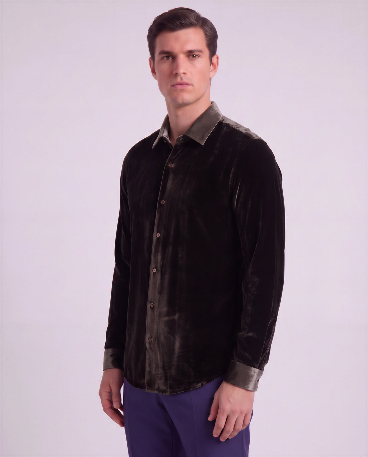 NED BROWNIE MEN'S VELVET LONG-SLEEVE SHIRT