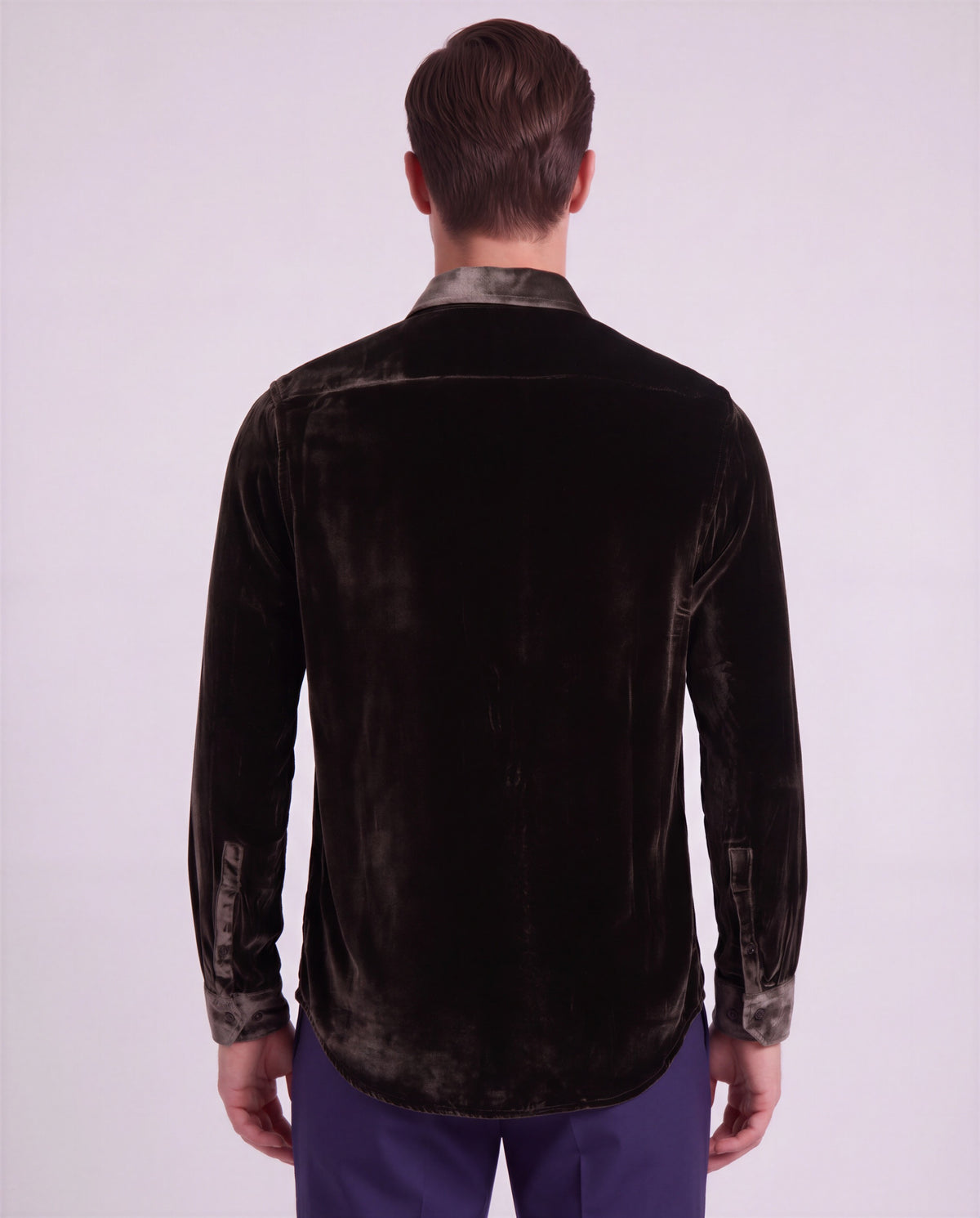 NED BROWNIE MEN'S VELVET LONG-SLEEVE SHIRT