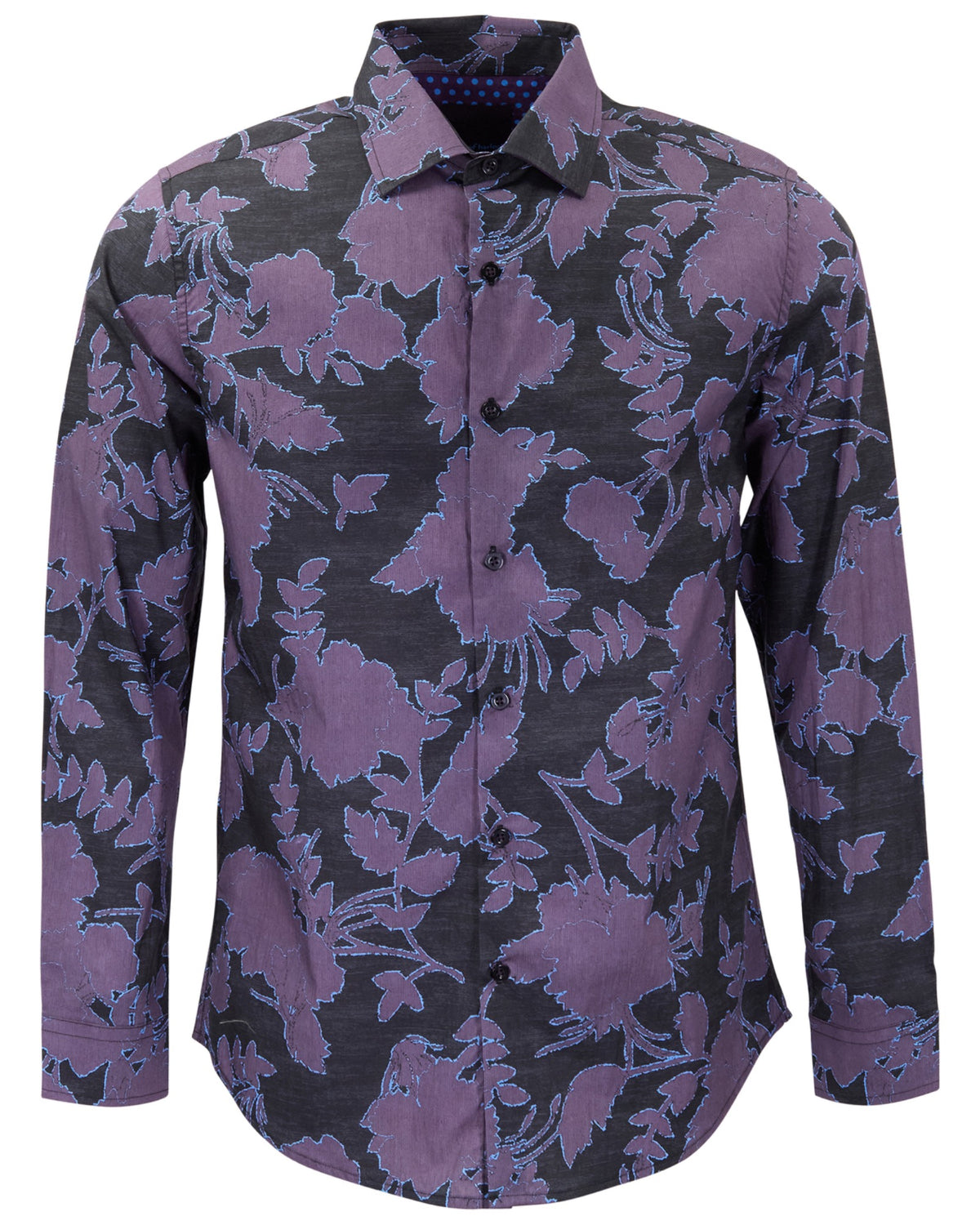 NORMAN GAAL FLORAL GRAPE MEN'S PRINTED COTTON LONG-SLEEVE SHIRT
