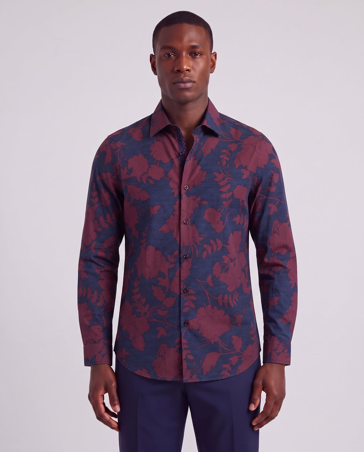 NORMAN GAAL FLORAL PORT MEN'S PRINTED COTTON LONG-SLEEVE SHIRT