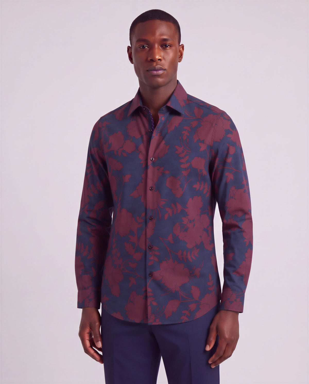 NORMAN GAAL FLORAL PORT MEN'S PRINTED COTTON LONG-SLEEVE SHIRT