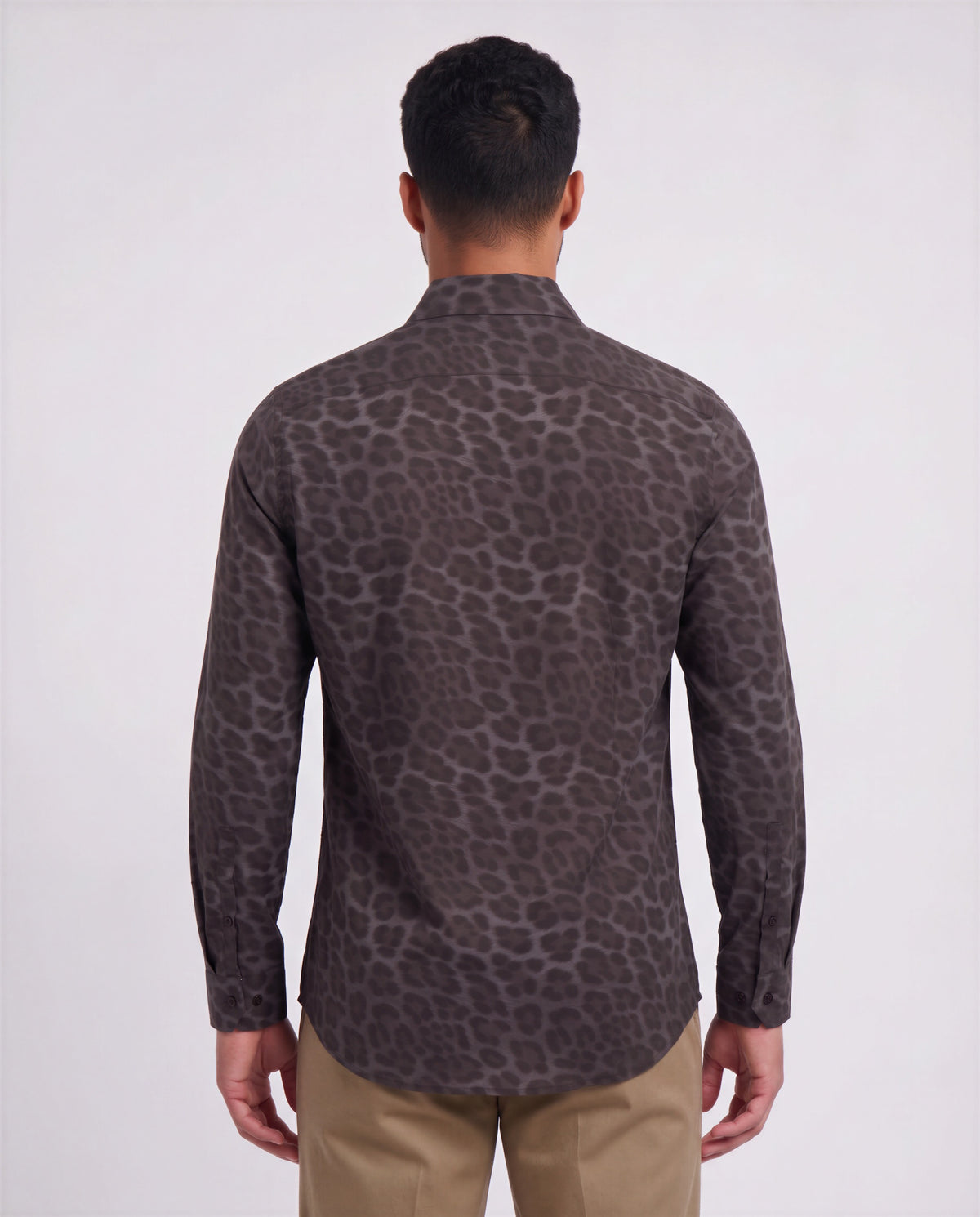 NORMAN LEOPARD BROWNIE MEN'S PRINTED COTTON LONG-SLEEVE SHIRT