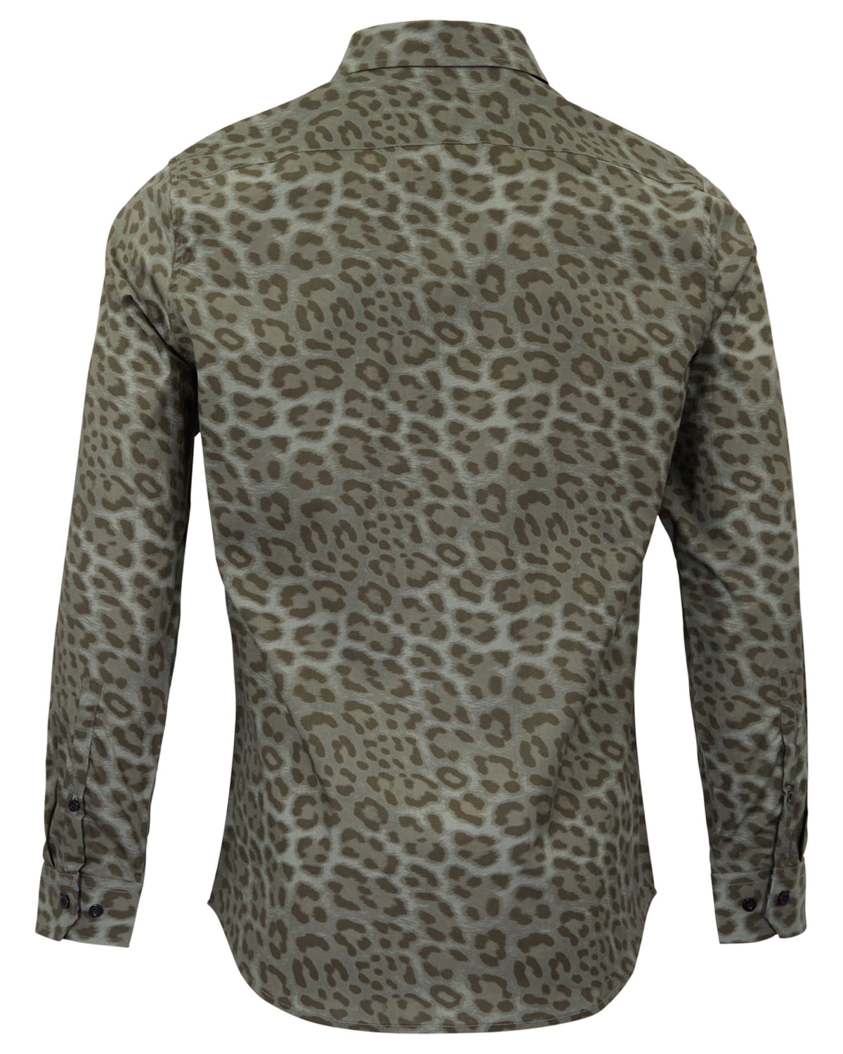 NORMAN LEOPARD SAGE MEN'S PRINTED COTTON LONG-SLEEVE SHIRT