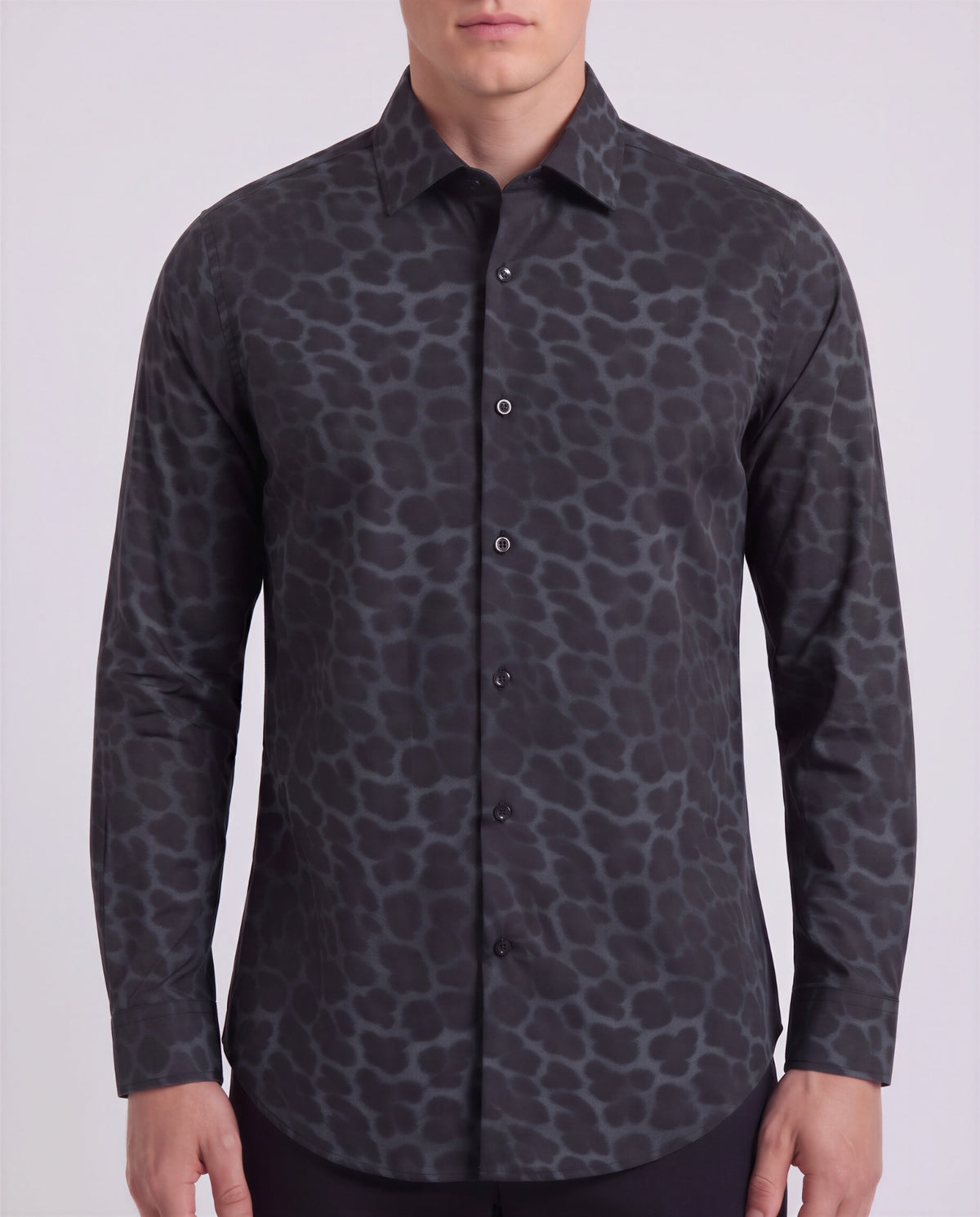 NORMAN LEOPARD SMOKE MEN'S PRINTED COTTON LONG-SLEEVE SHIRT
