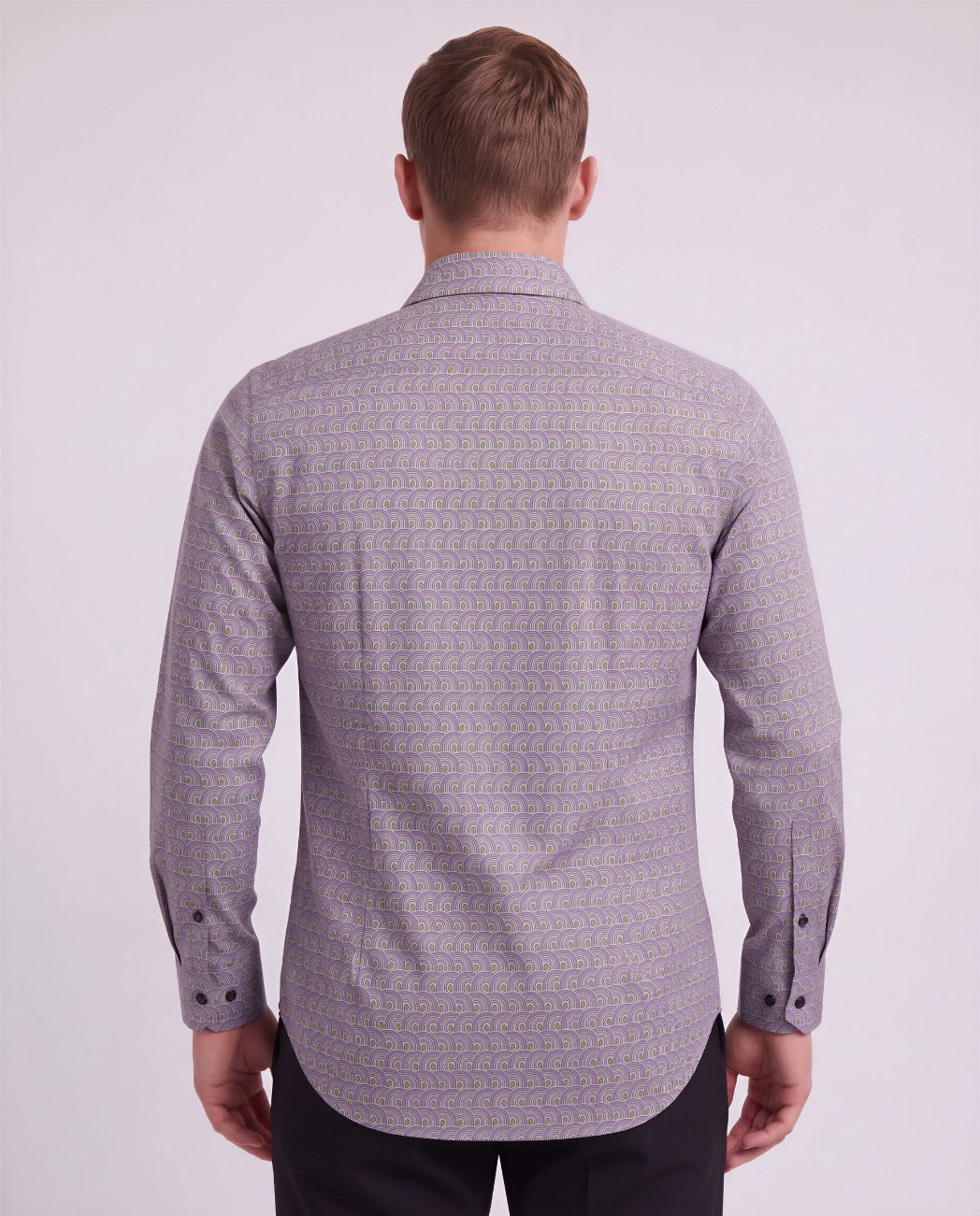 NORMAN TYROL ARCHES SAGE MEN'S PRINTED COTTON LONG-SLEEVE SHIRT