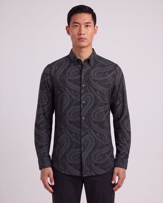 SHAWN PAISLEY BADALONA ANTHRACITE MEN'S EXTRA-FINE MERINO LONG-SLEEVE SHIRT