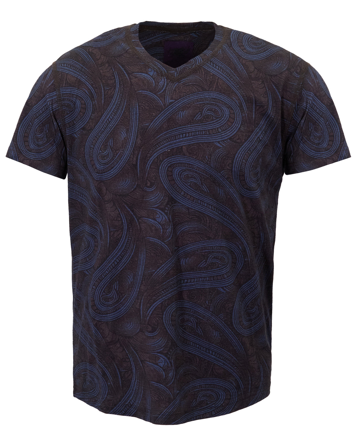 VICTOR PAISLEY BADALONA BROWNIE MEN'S EXTRA-FINE MERINO V-NECK TEE