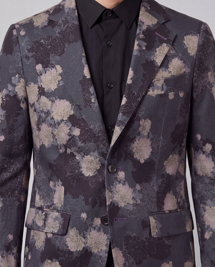 ADRIAN LANS FLORAL BLACK MEN'S STRETCH COTTON BLAZER