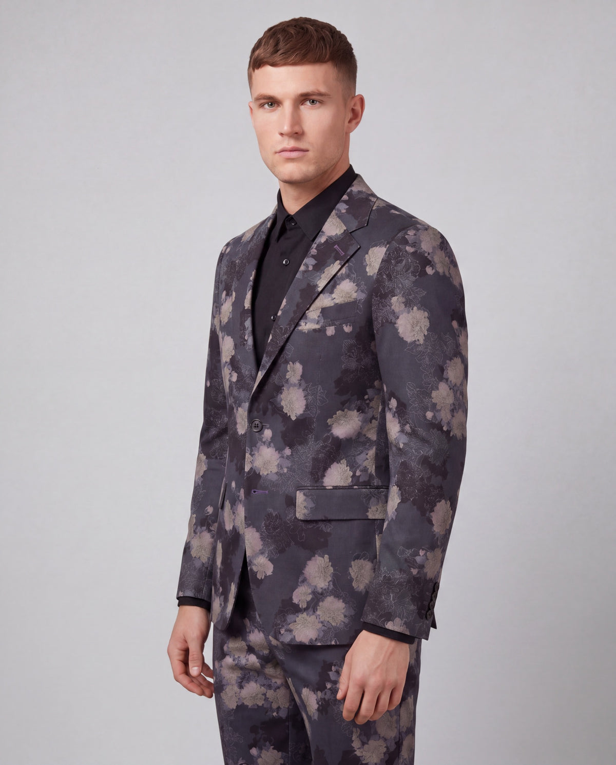 ADRIAN LANS FLORAL BLACK MEN'S STRETCH COTTON BLAZER