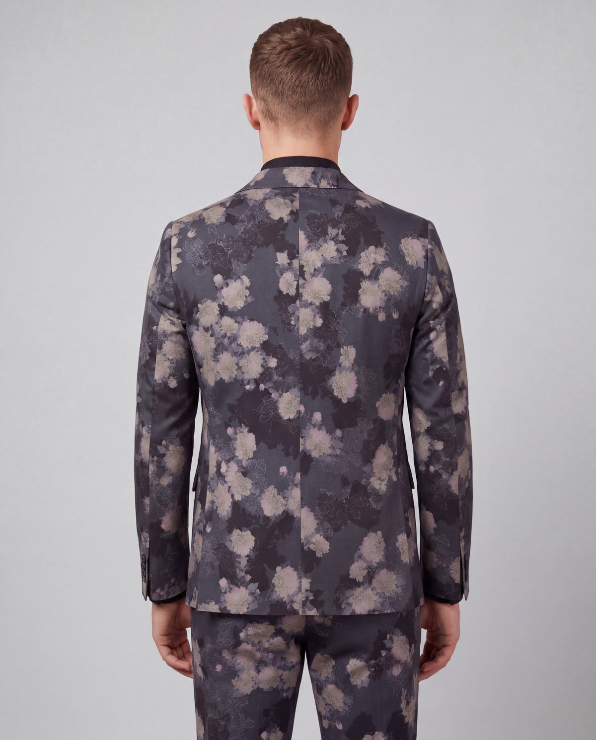 ADRIAN LANS FLORAL BLACK MEN'S STRETCH COTTON BLAZER