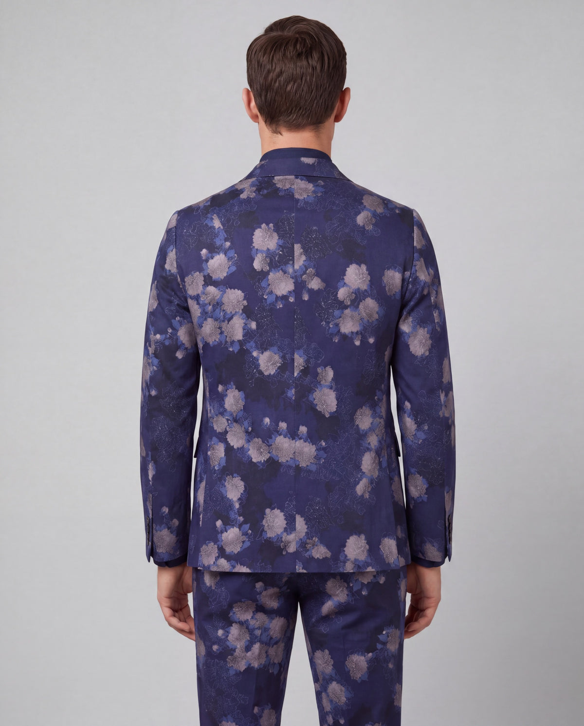 ADRIAN LANS FLORAL NAVY MEN'S STRETCH COTTON BLAZER