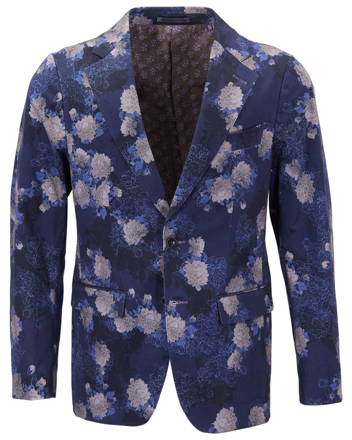 ADRIAN LANS FLORAL NAVY MEN'S STRETCH COTTON BLAZER