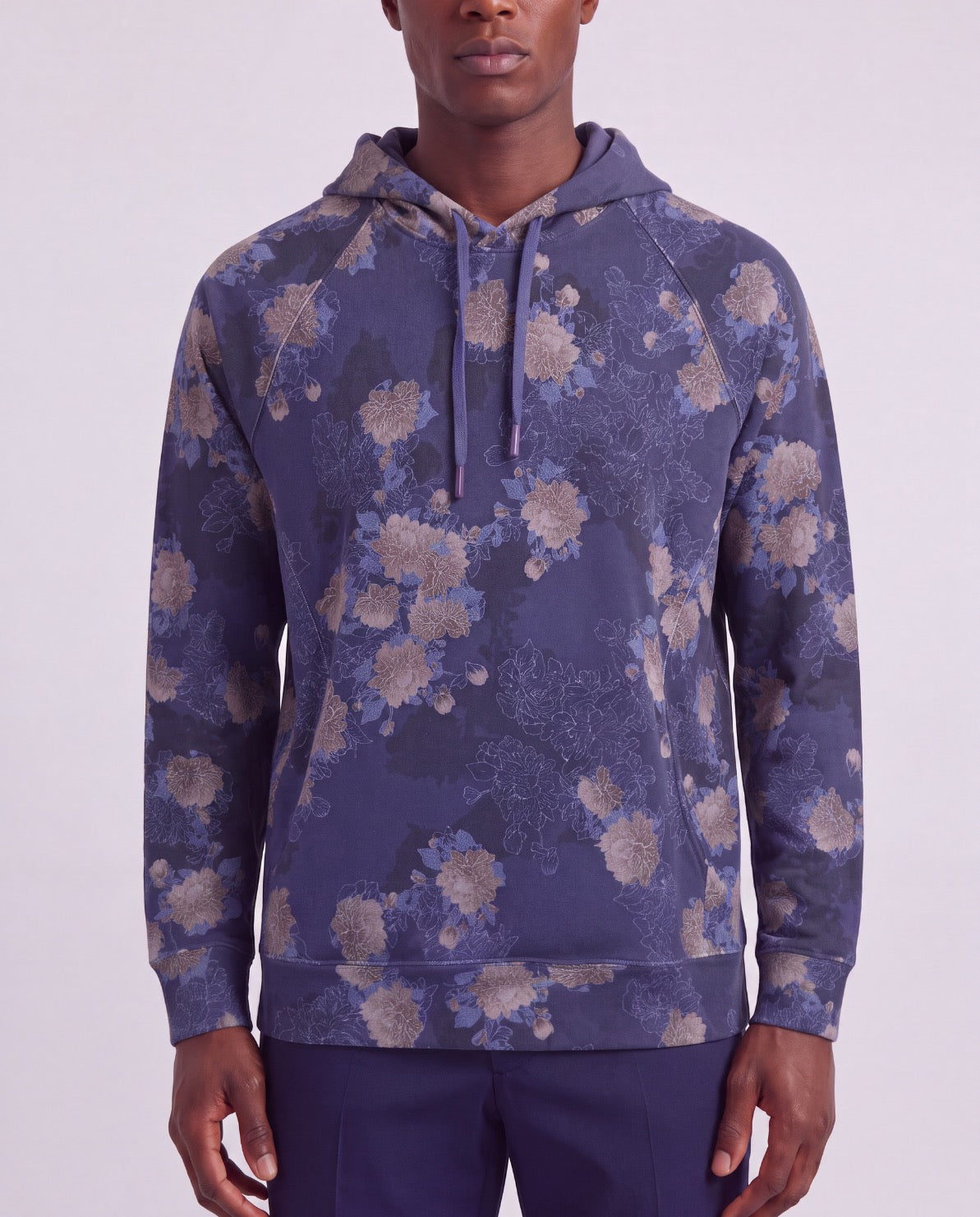 HANK LANS FLORAL NAVY MEN'S PRINTED KNIT HOODIE