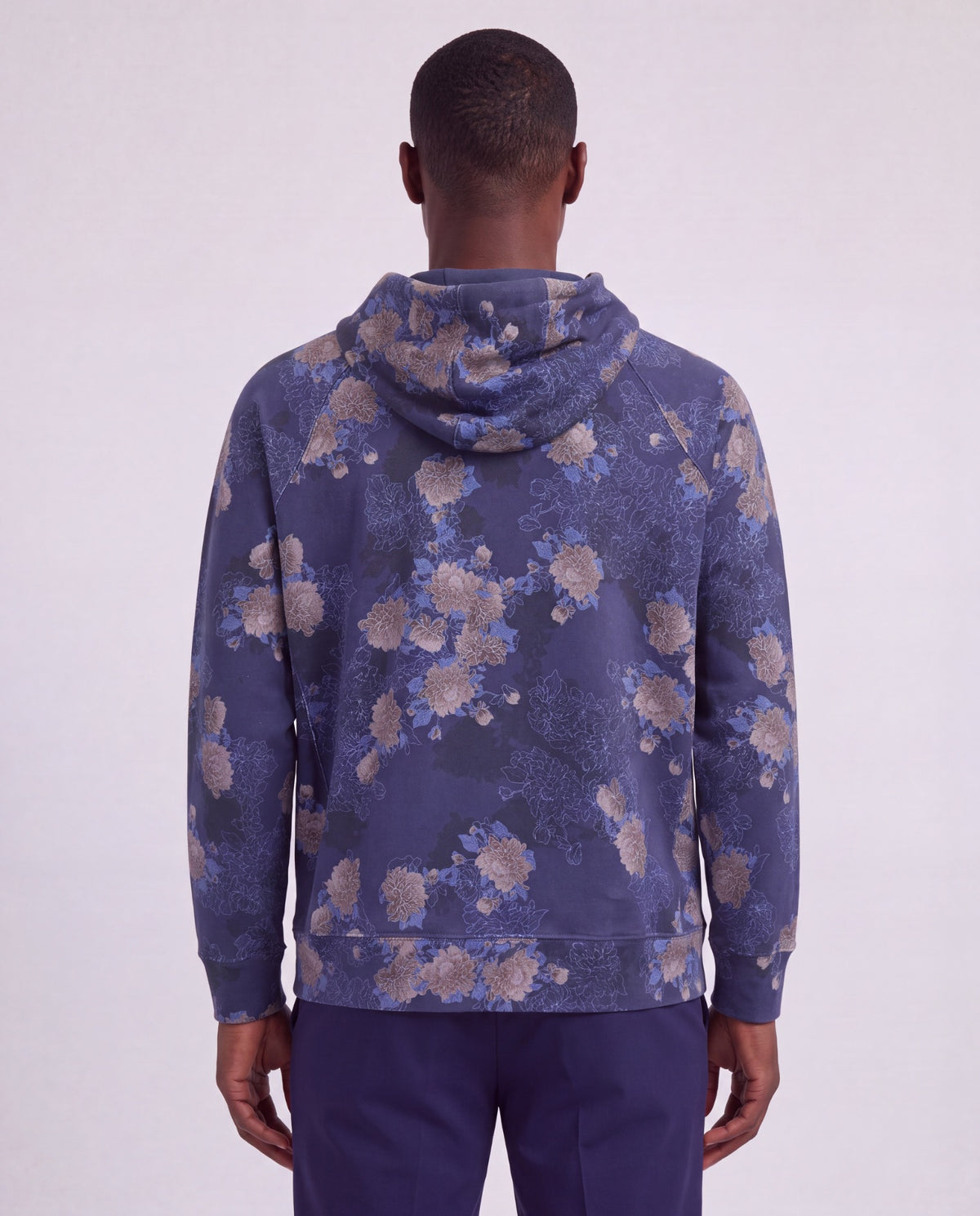 HANK LANS FLORAL NAVY MEN'S PRINTED KNIT HOODIE