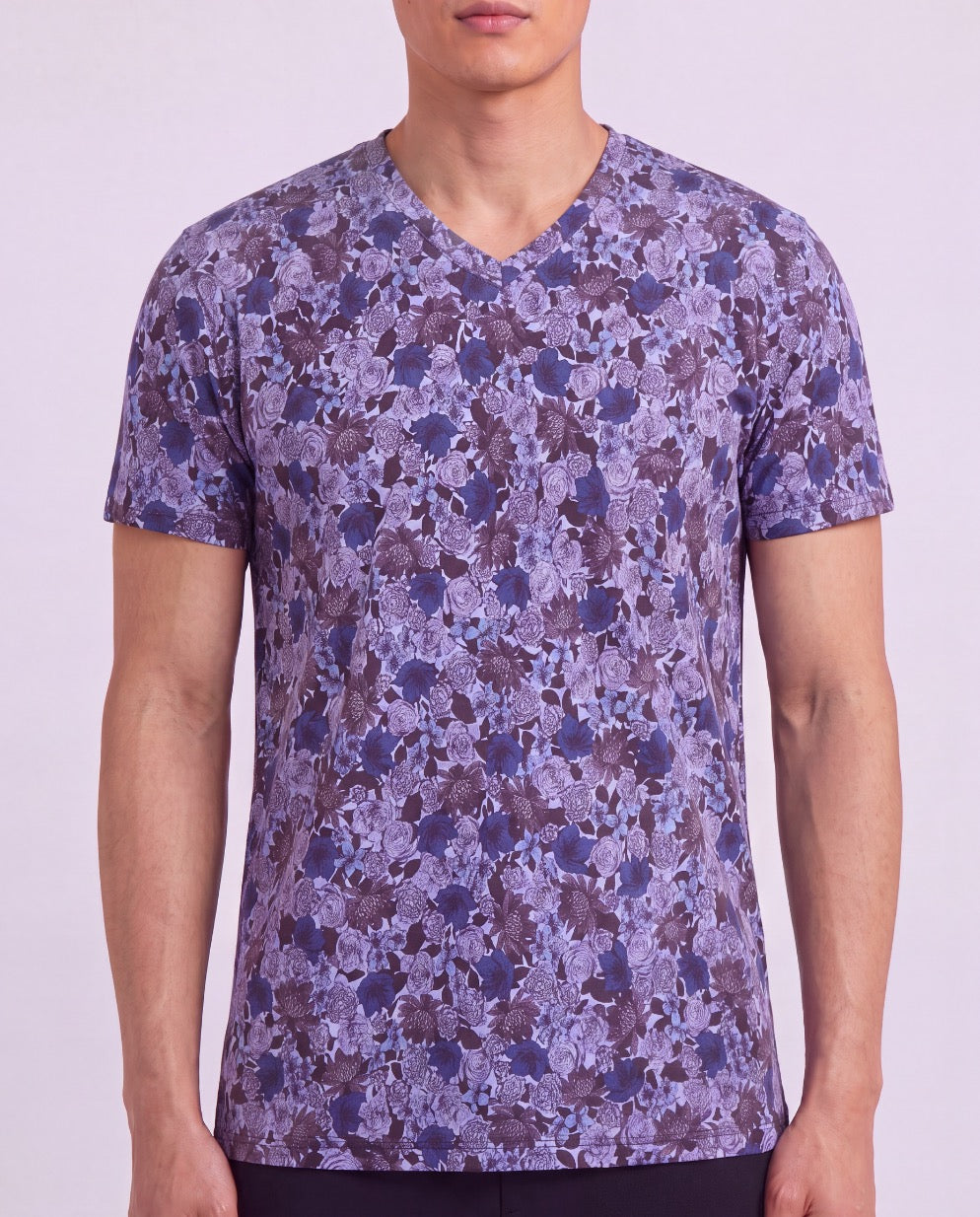 MAZE TERNBERG FLORAL BROWNIE MEN'S STRETCH COTTON V-NECK TEE