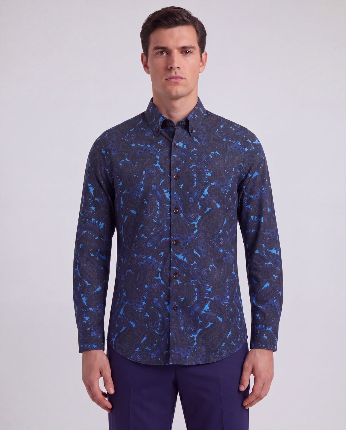 MORRIS LANNACH PAISLEY BROWNIE MEN'S PRINTED COTTON BUTTON-DOWN SHIRT