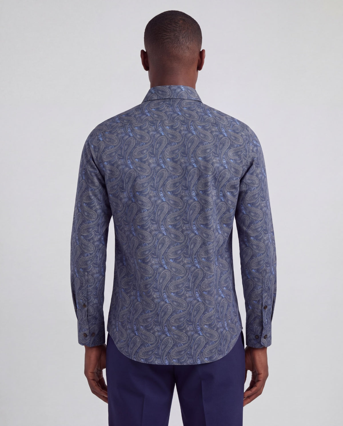 MORRIS MAURICE PAISLEY BLUE MEN'S PRINTED COTTON BUTTON-DOWN SHIRT