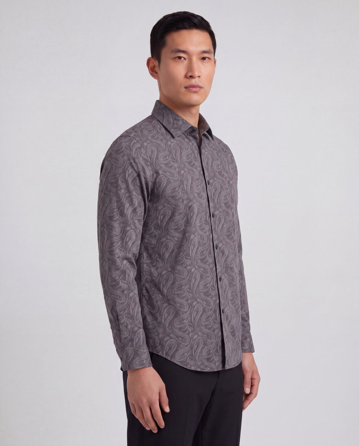 MORRIS MAURICE PAISLEY SMOKE MEN'S PRINTED COTTON BUTTON-DOWN SHIRT