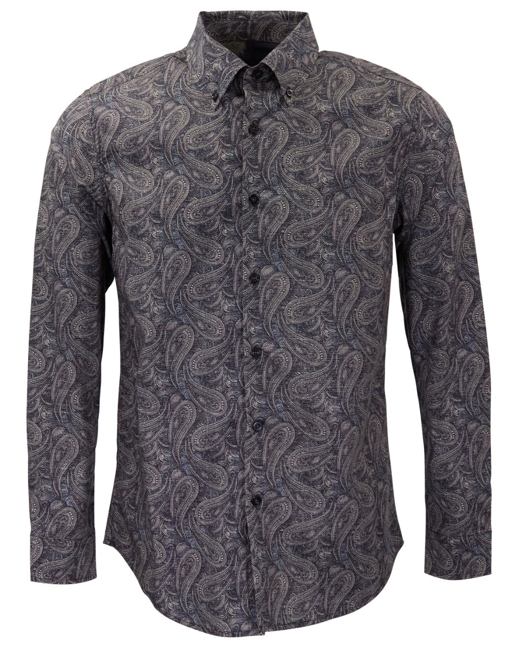 MORRIS MAURICE PAISLEY SMOKE MEN'S PRINTED COTTON BUTTON-DOWN SHIRT