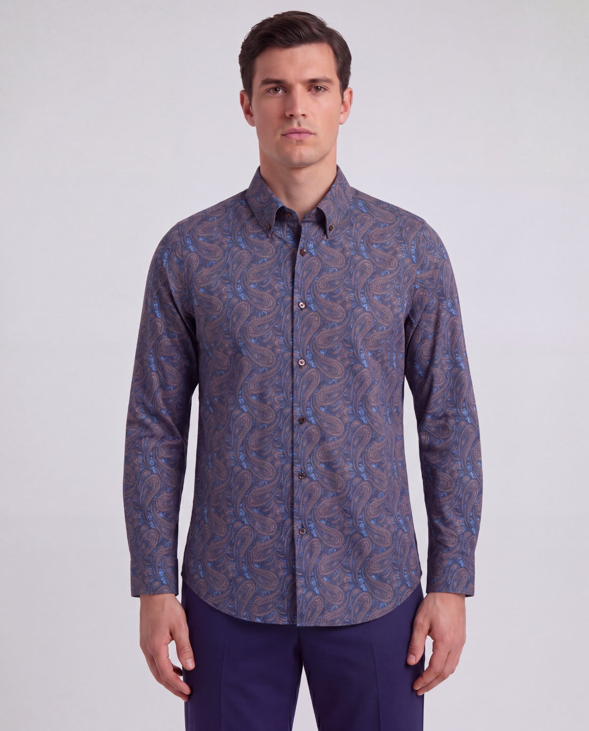 MORRIS MAURICE PAISLEY SPICE MEN'S PRINTED COTTON BUTTON-DOWN SHIRT