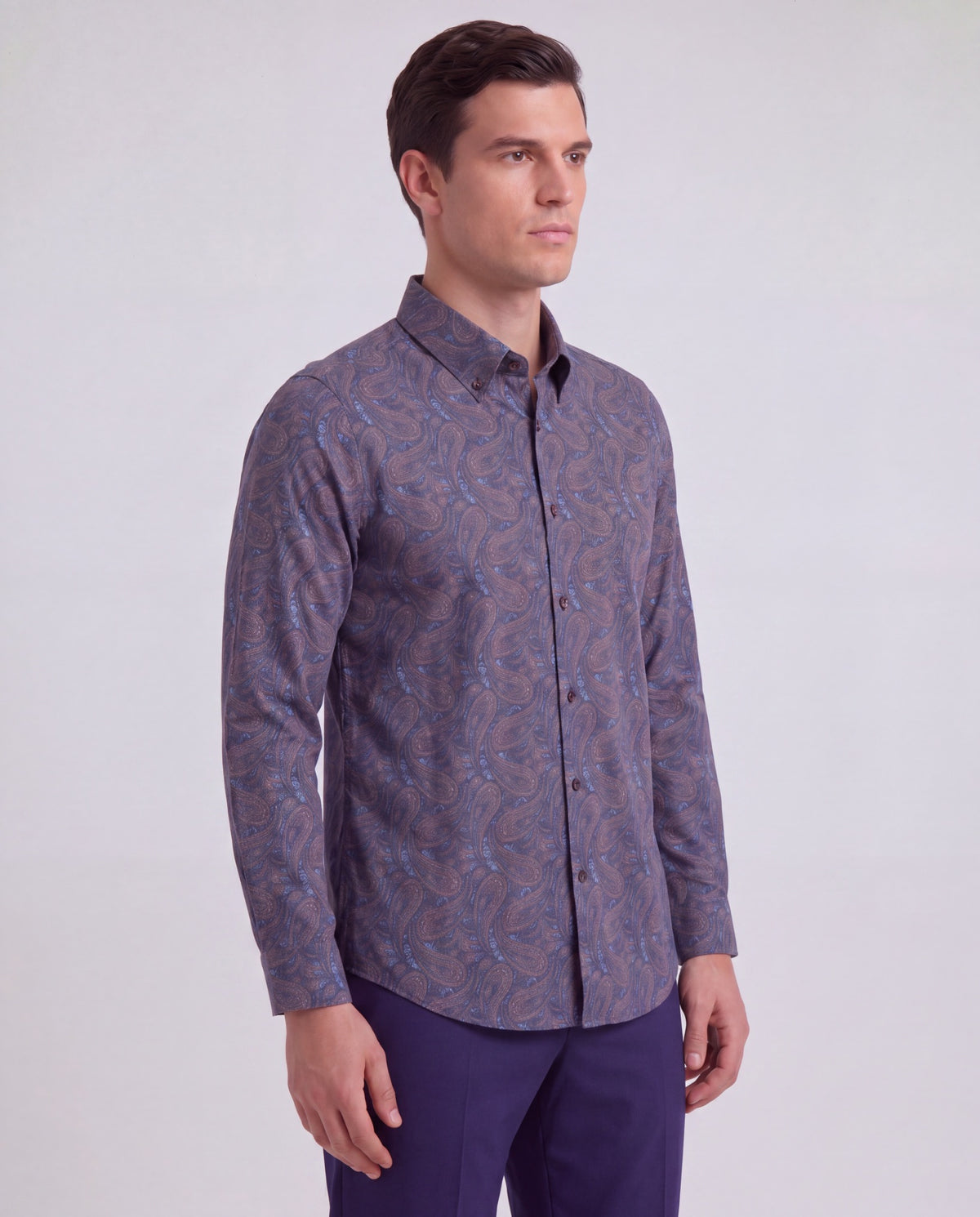 MORRIS MAURICE PAISLEY SPICE MEN'S PRINTED COTTON BUTTON-DOWN SHIRT