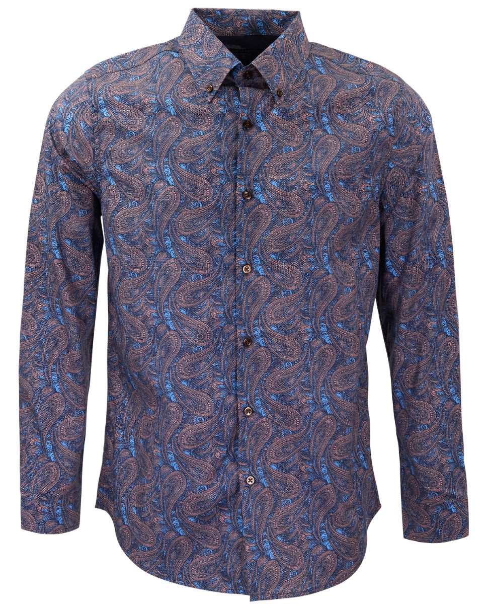 MORRIS MAURICE PAISLEY SPICE MEN'S PRINTED COTTON BUTTON-DOWN SHIRT