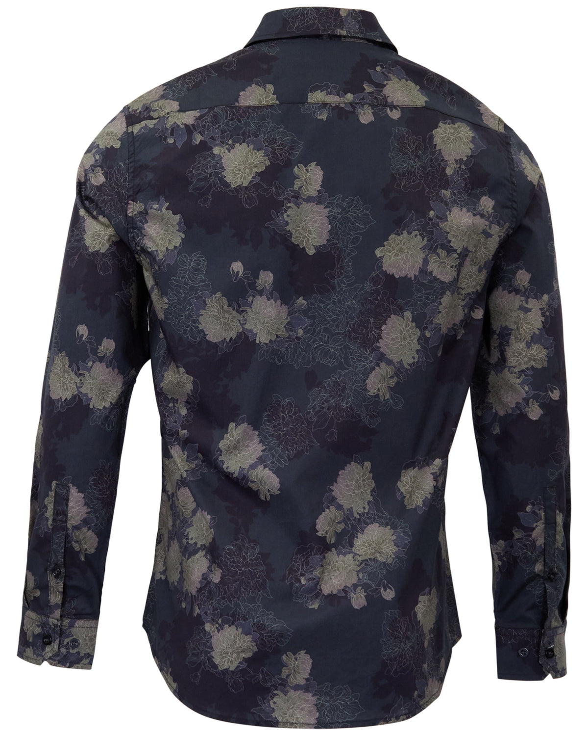 NIGEL LANS FLORAL BLACK MEN'S PRINTED COTTON LONG-SLEEVE SHIRT