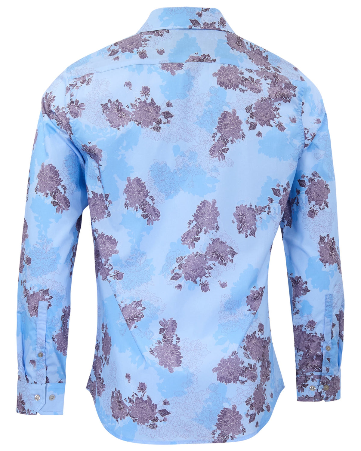 NIGEL LANS FLORAL BLUE MEN'S PRINTED COTTON LONG-SLEEVE SHIRT
