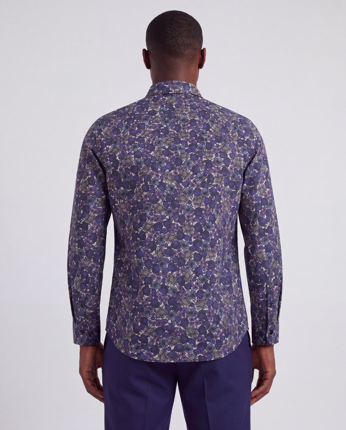 NIGEL TERNBERG FLORAL BLACK MEN'S PRINTED COTTON LONG-SLEEVE SHIRT
