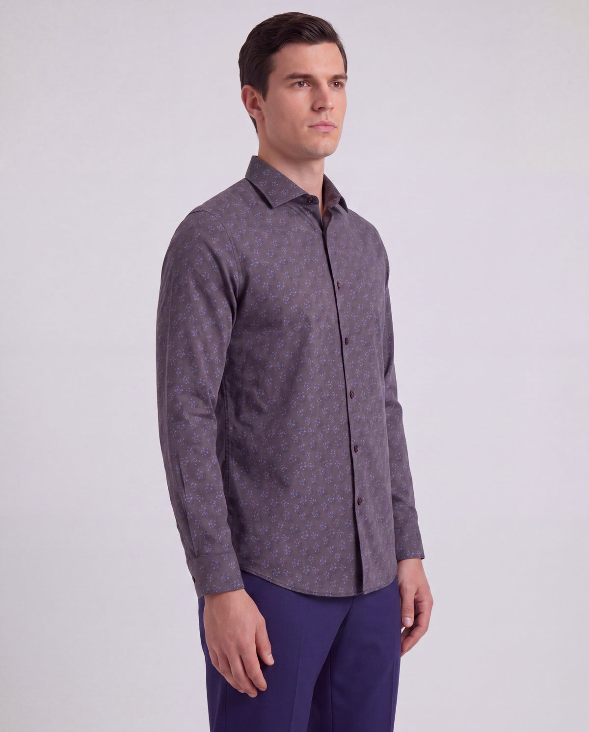 NIGEL VIENNA FLORAL BROWNIE MEN'S PRINTED COTTON LONG-SLEEVE SHIRT