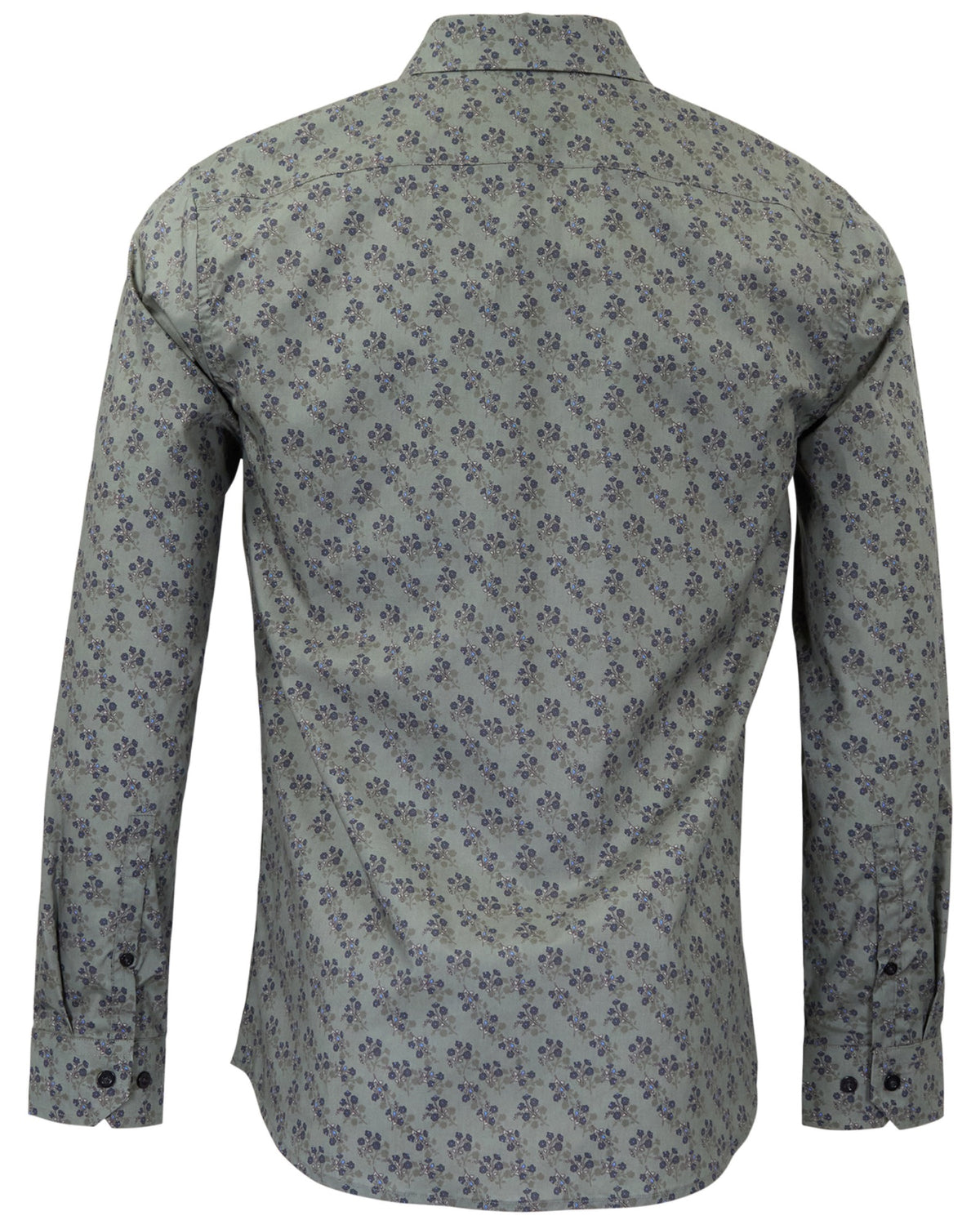 NIGEL VIENNA FLORAL SAGE MEN'S PRINTED COTTON LONG-SLEEVE SHIRT
