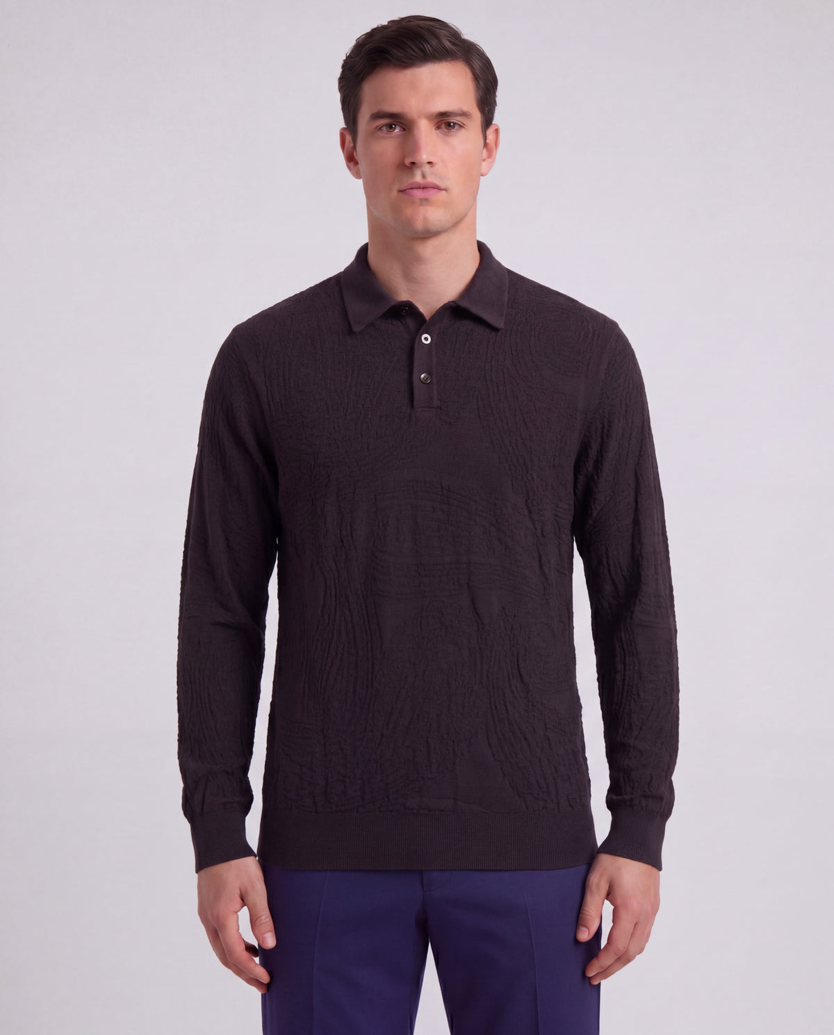 PARKER BROWNIE MEN'S MERINO WOOL TEXTURED POLO SWEATER