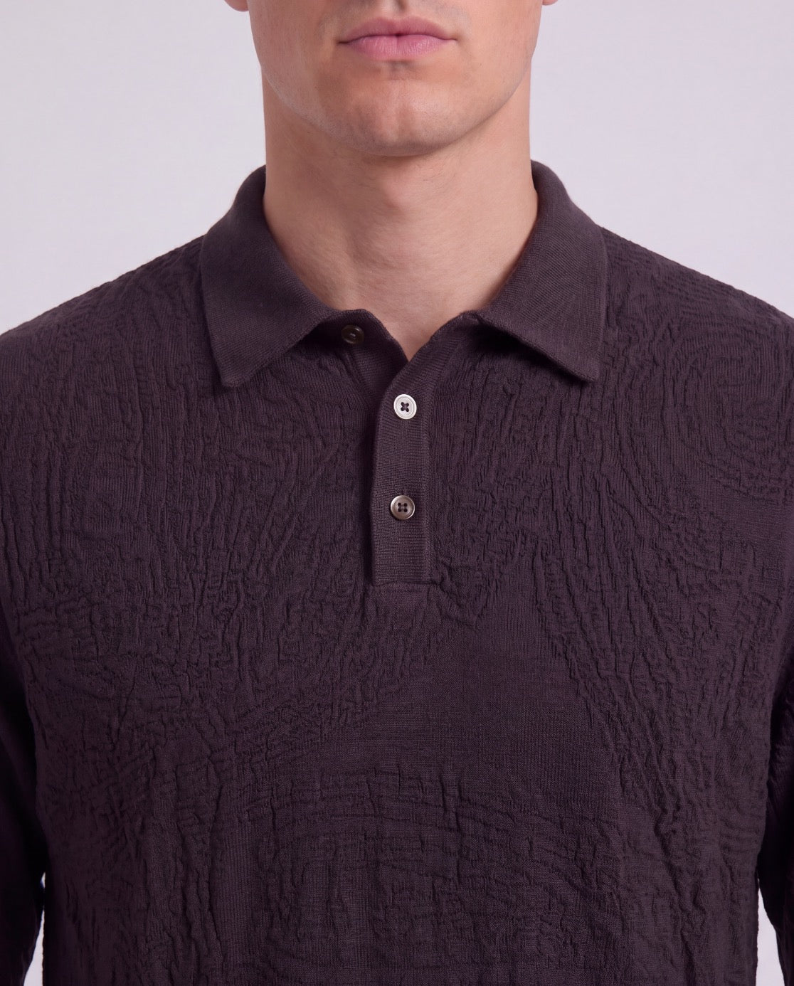 PARKER BROWNIE MEN'S MERINO WOOL TEXTURED POLO SWEATER