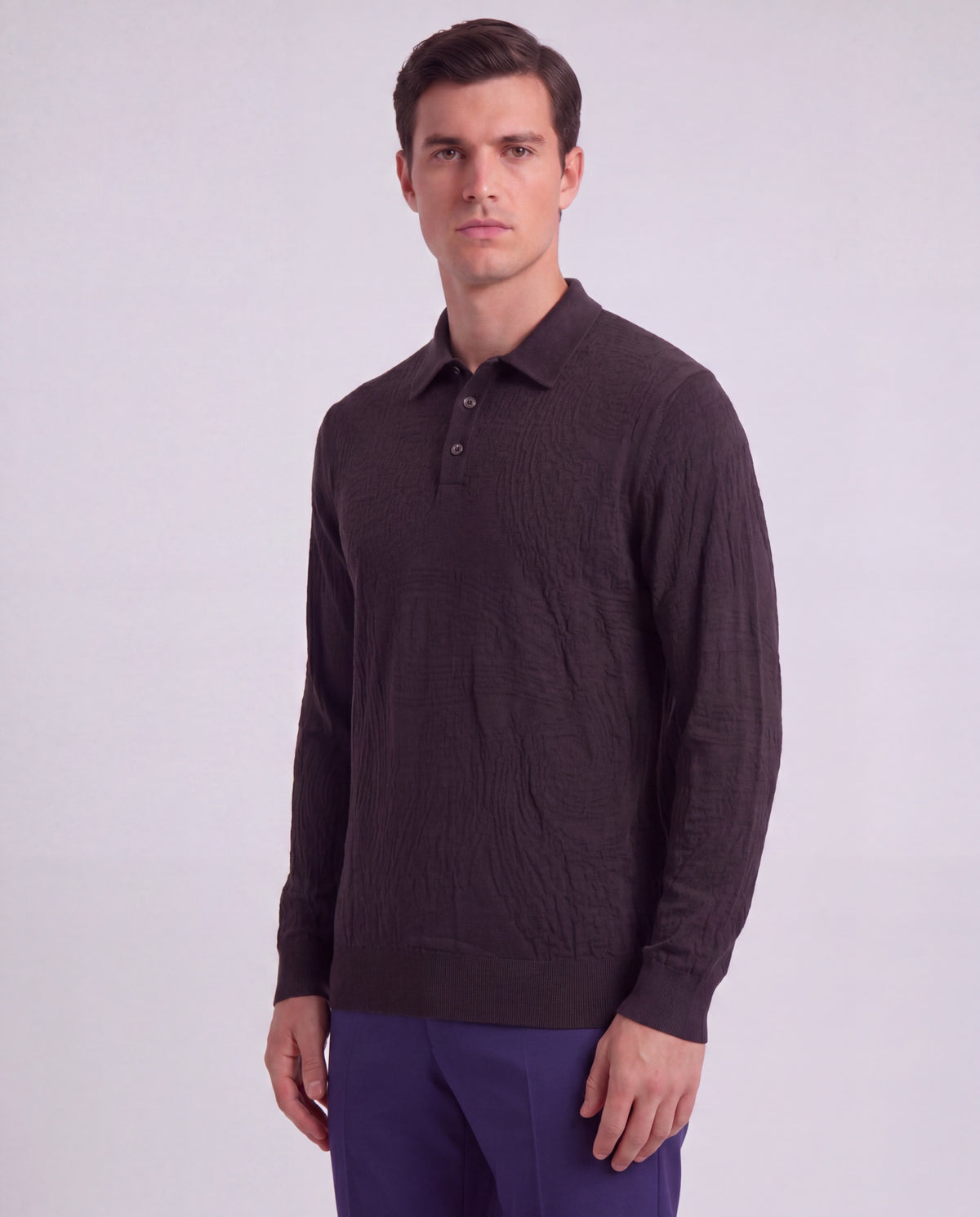PARKER BROWNIE MEN'S MERINO WOOL TEXTURED POLO SWEATER