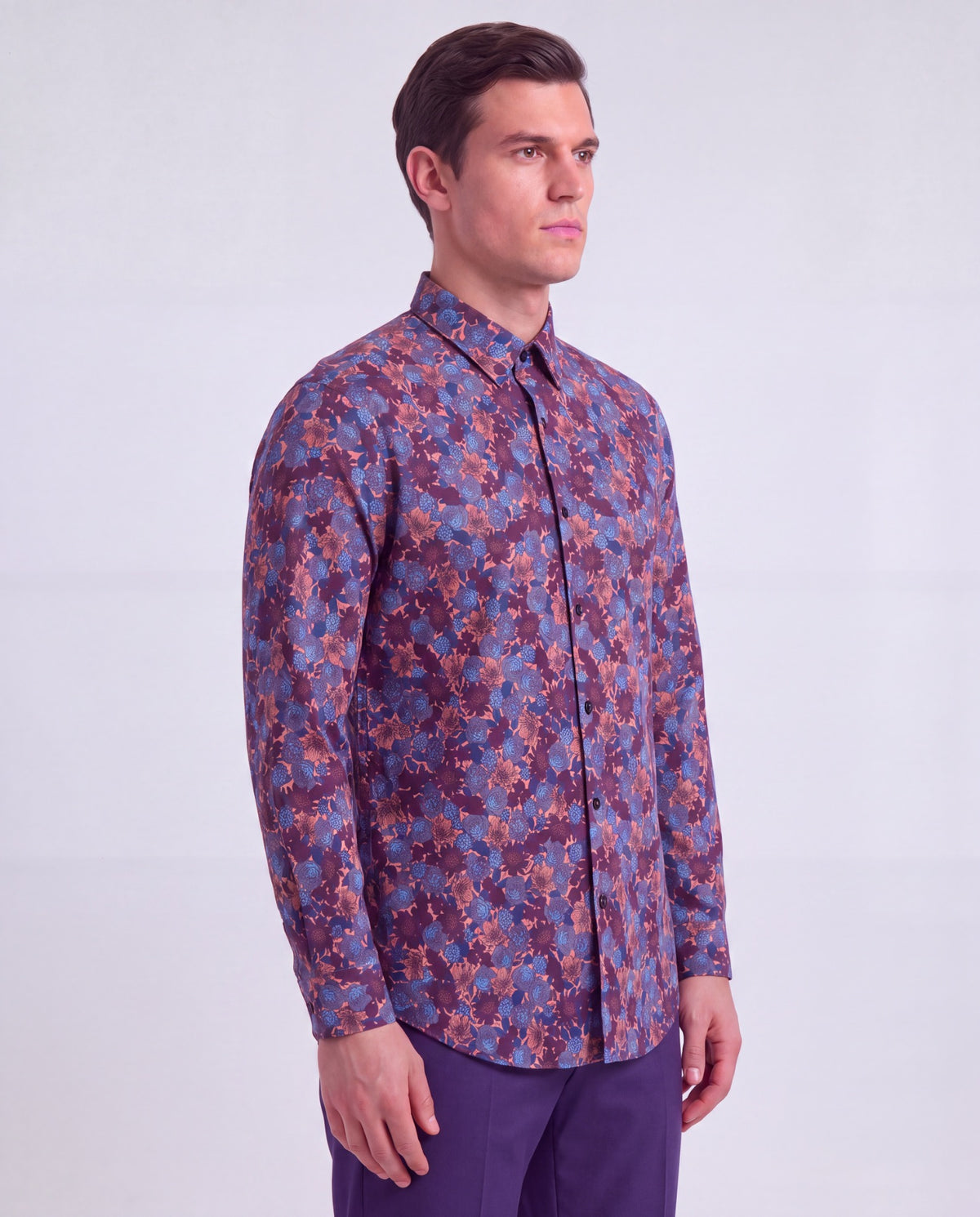 SIMON TERNBERG FLORAL AMBER MEN'S STRETCH JERSEY LONG-SLEEVE SHIRT