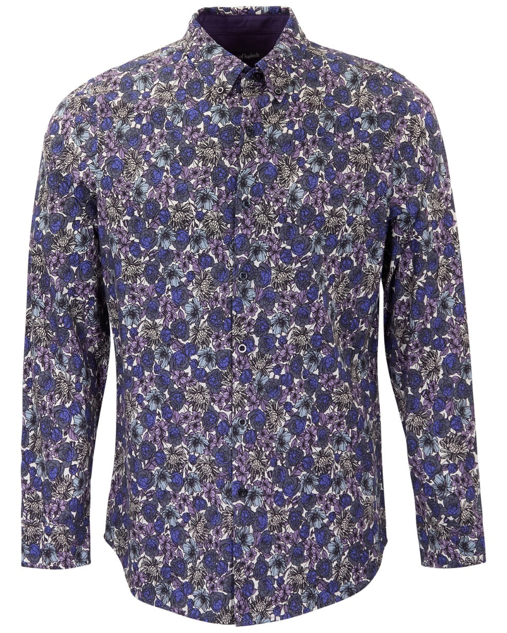 SIMON TERNBERG FLORAL BLACK MEN'S STRETCH JERSEY LONG-SLEEVE SHIRT