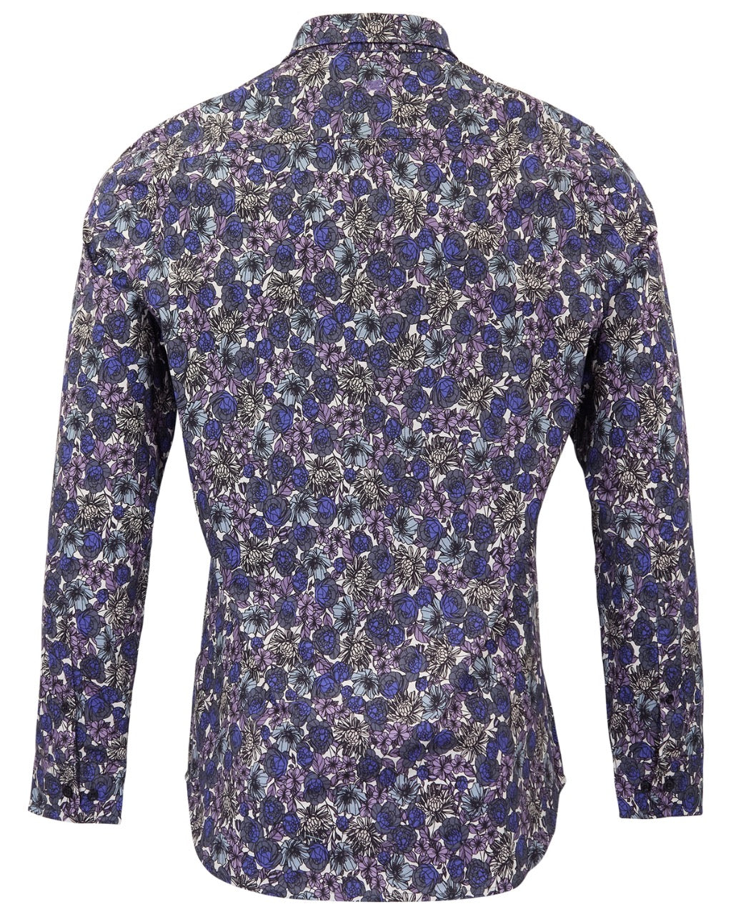 SIMON TERNBERG FLORAL BLACK MEN'S STRETCH JERSEY LONG-SLEEVE SHIRT