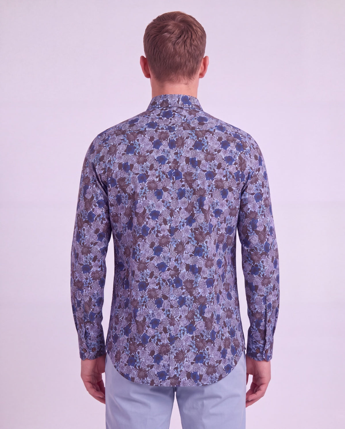 SIMON TERNBERG FLORAL BROWNIE MEN'S STRETCH JERSEY LONG-SLEEVE SHIRT
