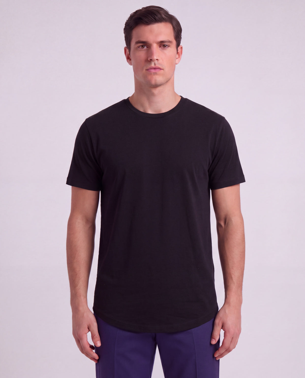 TIMOTHY BLACK MEN'S STRETCH COTTON CREW-NECK TEE