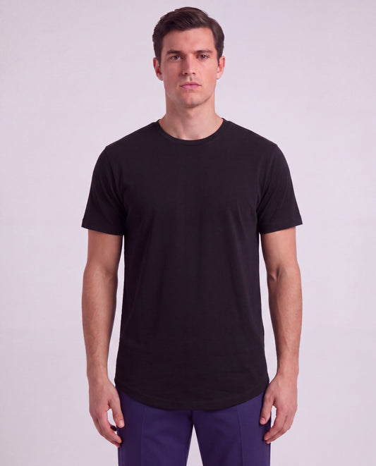 TIMOTHY BLACK MEN'S STRETCH COTTON CREW-NECK TEE